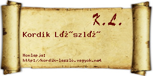 Kordik László névjegykártya